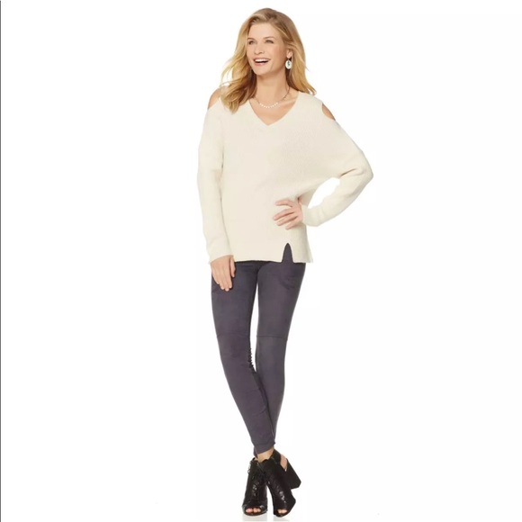 Lyssé Oyster Cold Shoulder Pullover Sweater - Picture 3 of 4